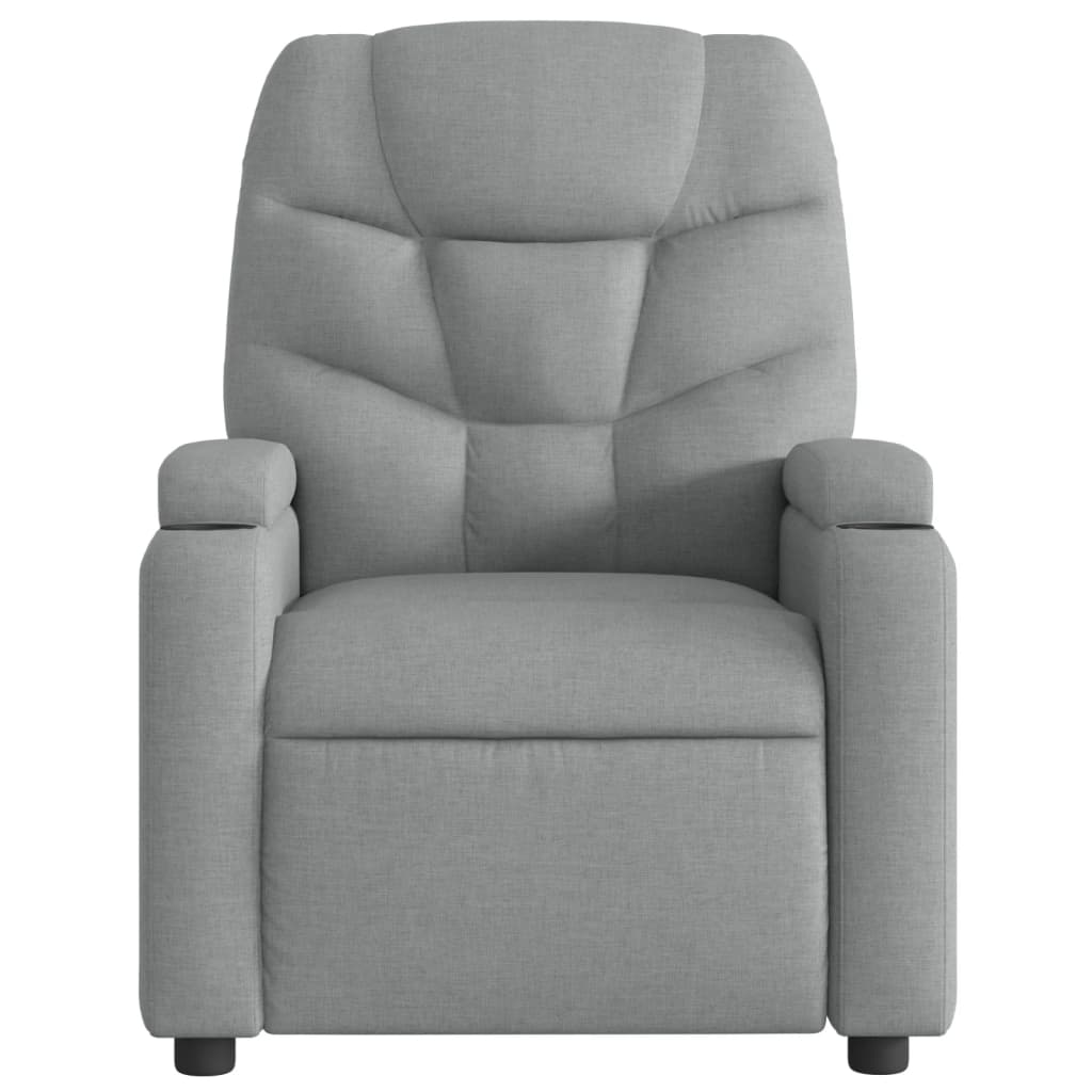 Massage Recliner Chair Light Gray Fabric