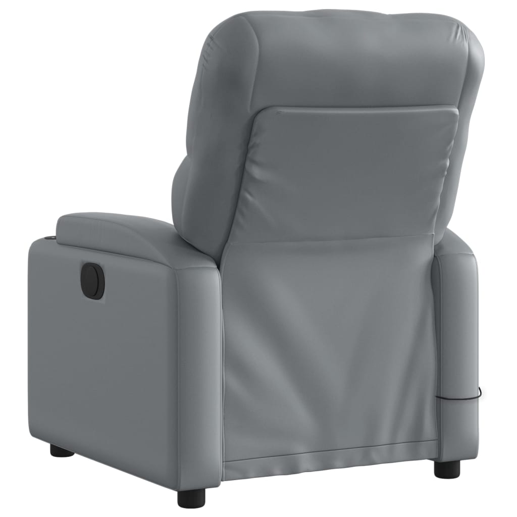 Electric Massage Recliner Chair Gray Faux Leather