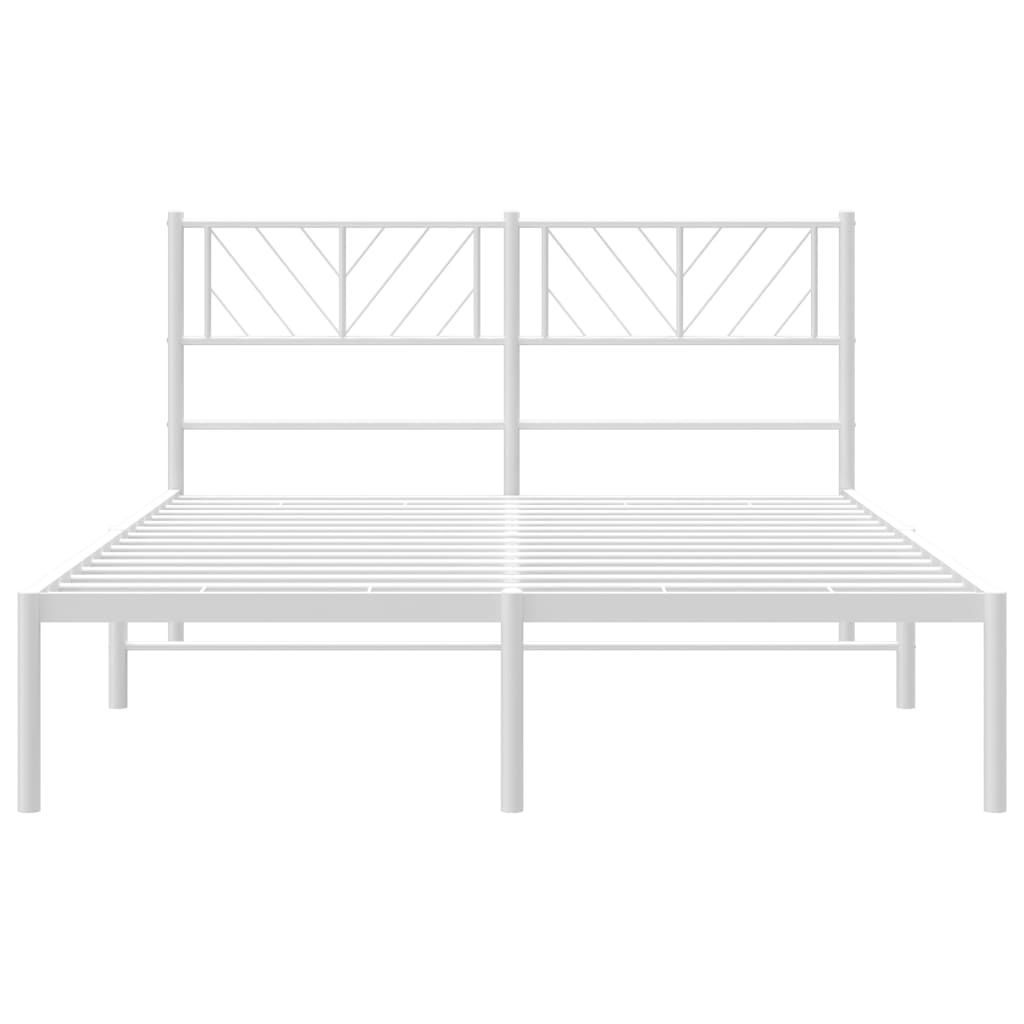 Metal Bed Frame without Mattress with Headboard White 59.1"x78.7"