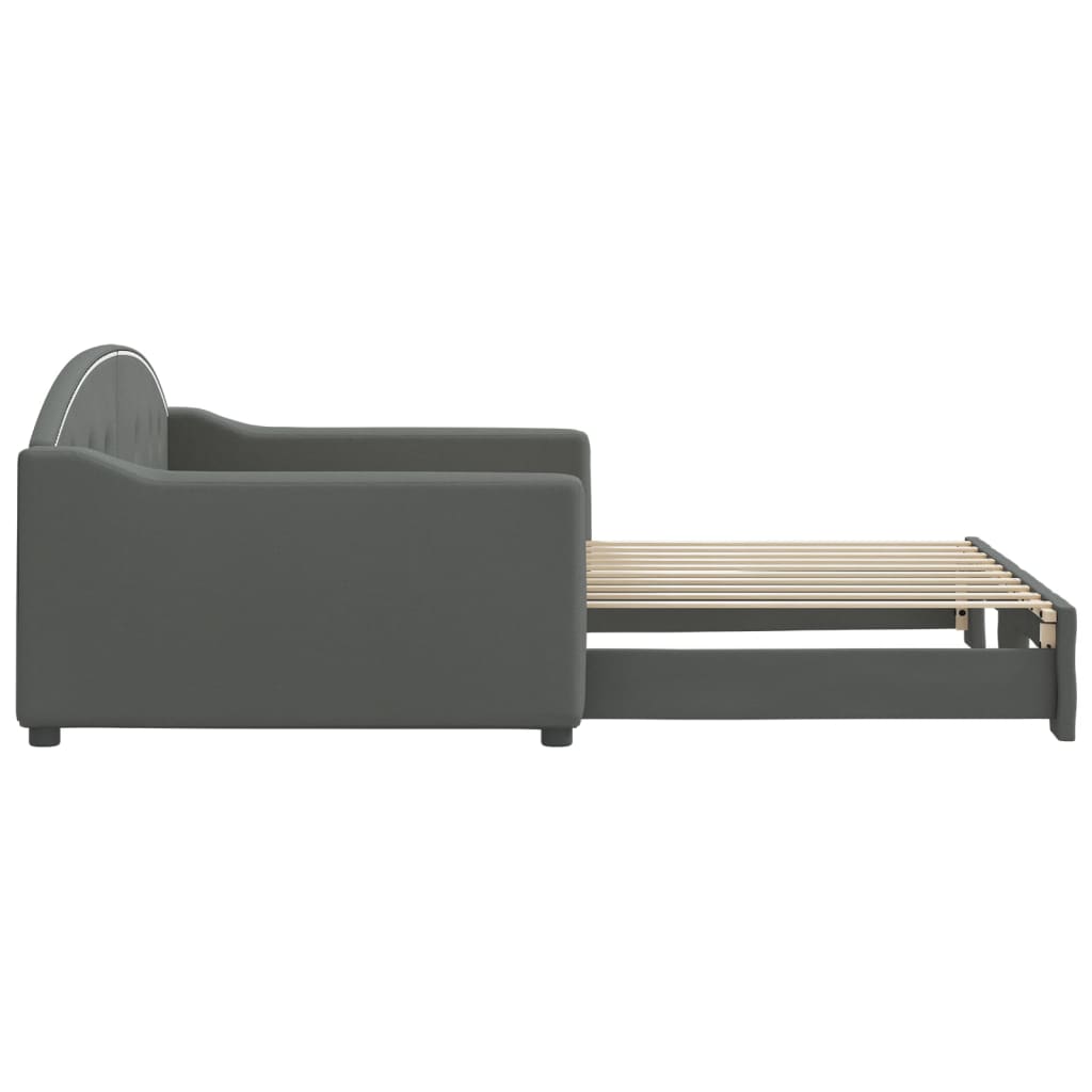 Daybed with Trundle without Mattress Dark Gray 39.4"x74.8"