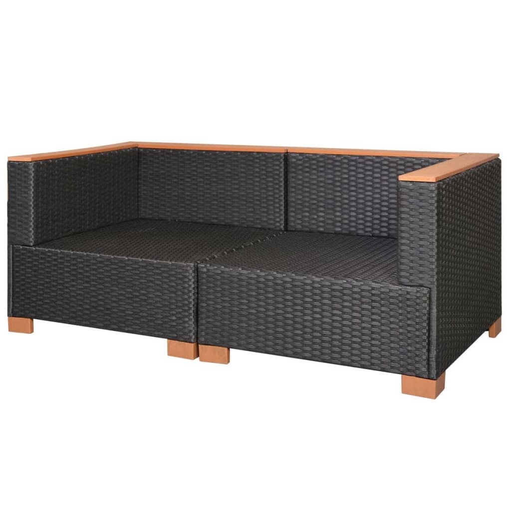 Patio Sofa Poly Rattan Black