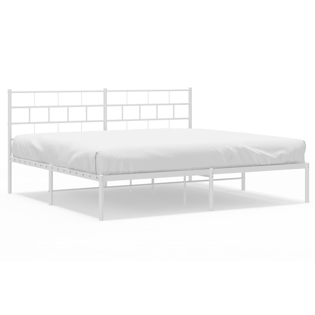 Metal Bed Frame without Mattress with Headboard White 72"x83.9"