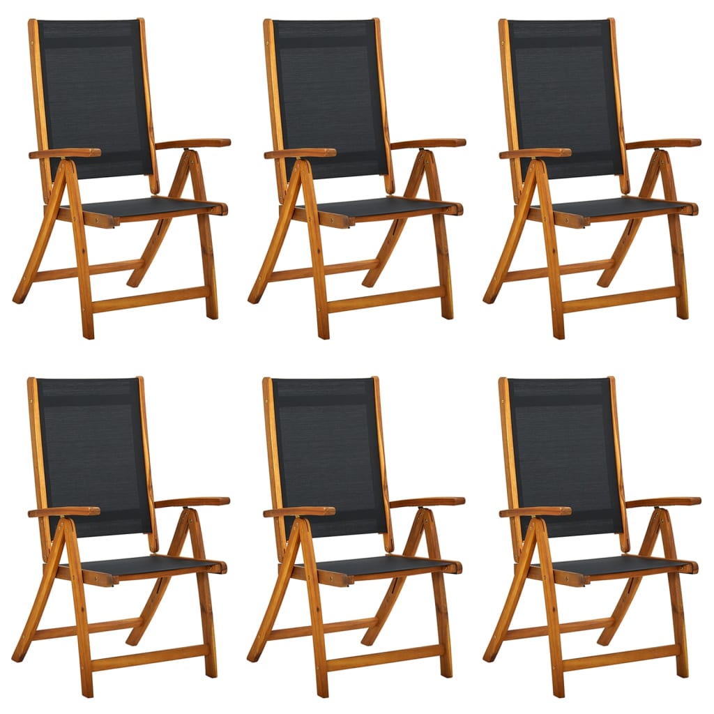 Folding Patio Chairs 6 pcs Solid Wood Acacia and Textilene