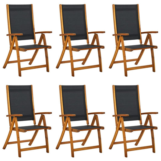 Folding Patio Chairs 6 pcs Solid Wood Acacia and Textilene