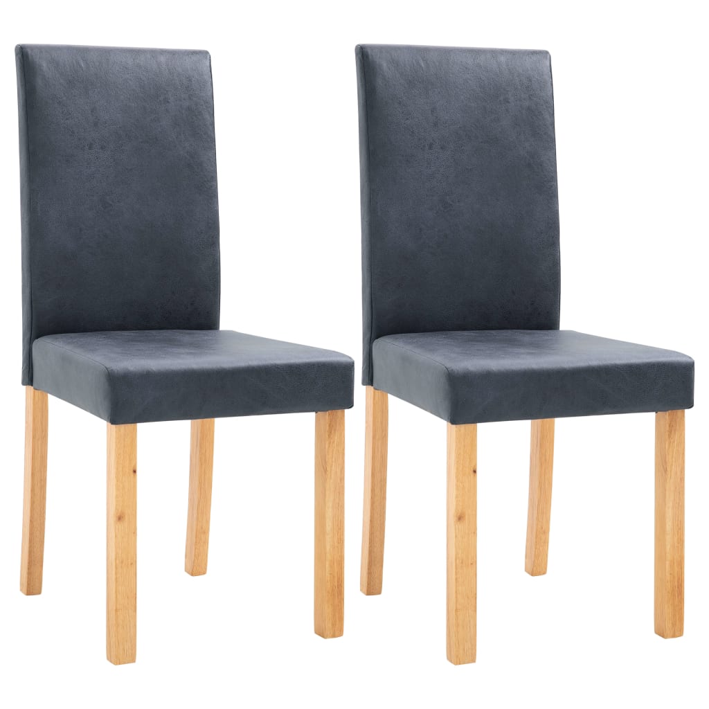 Dining Chairs 2 pcs Gray Faux Suede Leather