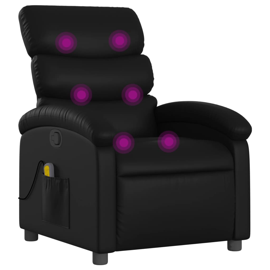 Massage Recliner Chair Black Faux Leather