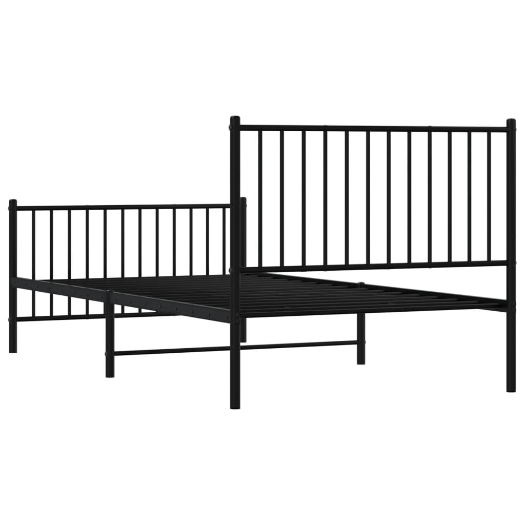 Metal Bed Frame without Mattress with Footboard Black 39.4"x78.7"