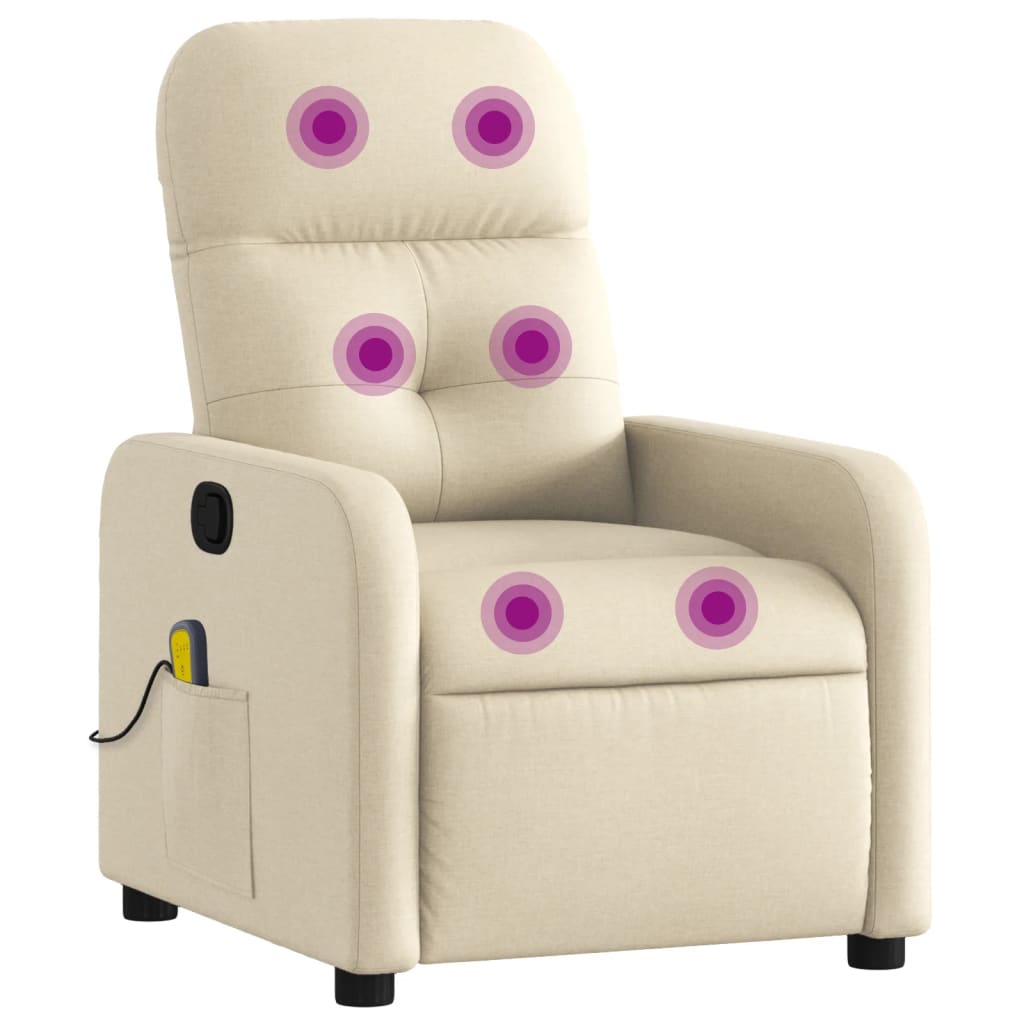 Massage Recliner Chair Cream Fabric