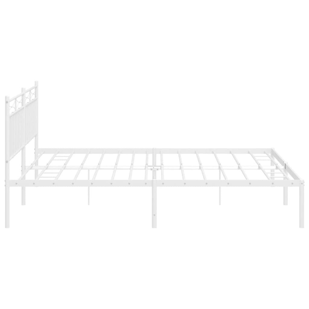 Metal Bed Frame without Mattress with Headboard White 76"x79.9"