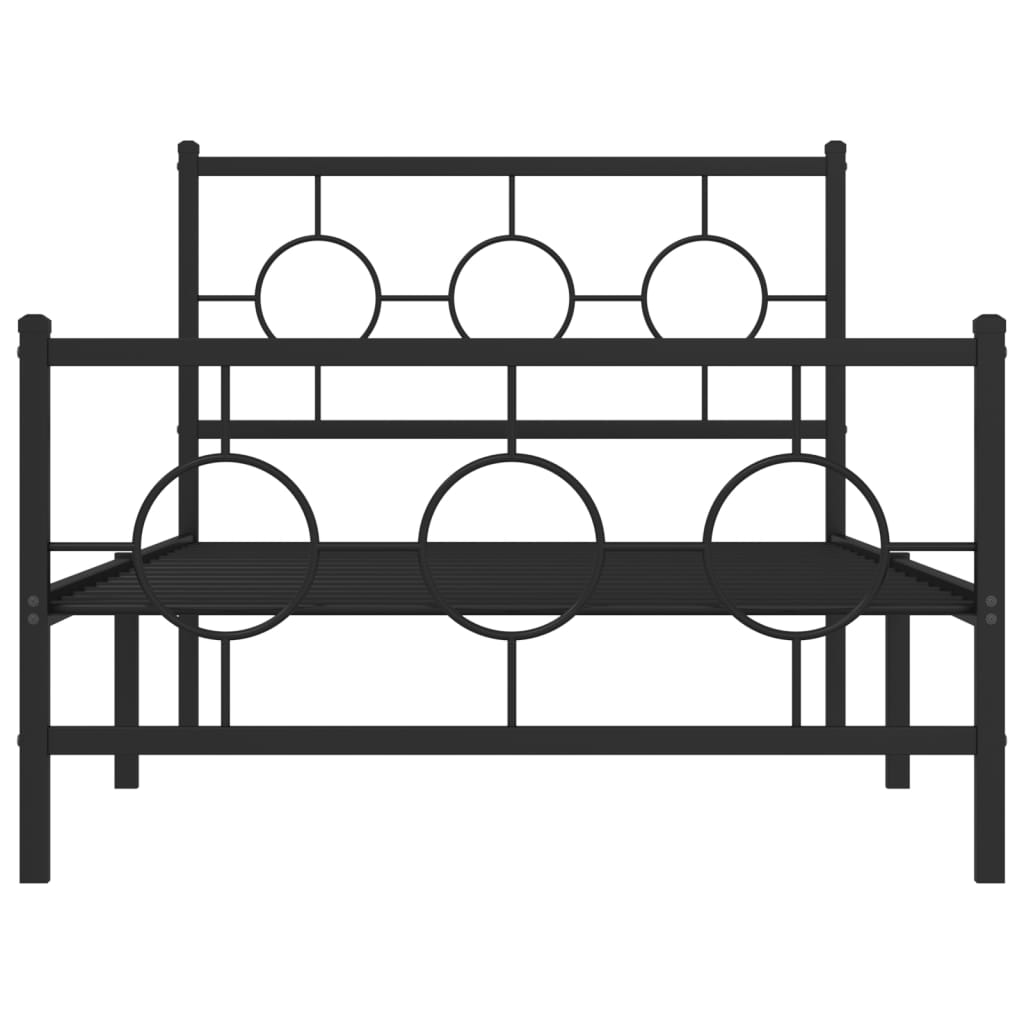 Metal Bed Frame without Mattress with Footboard Black 39.4"x78.7"