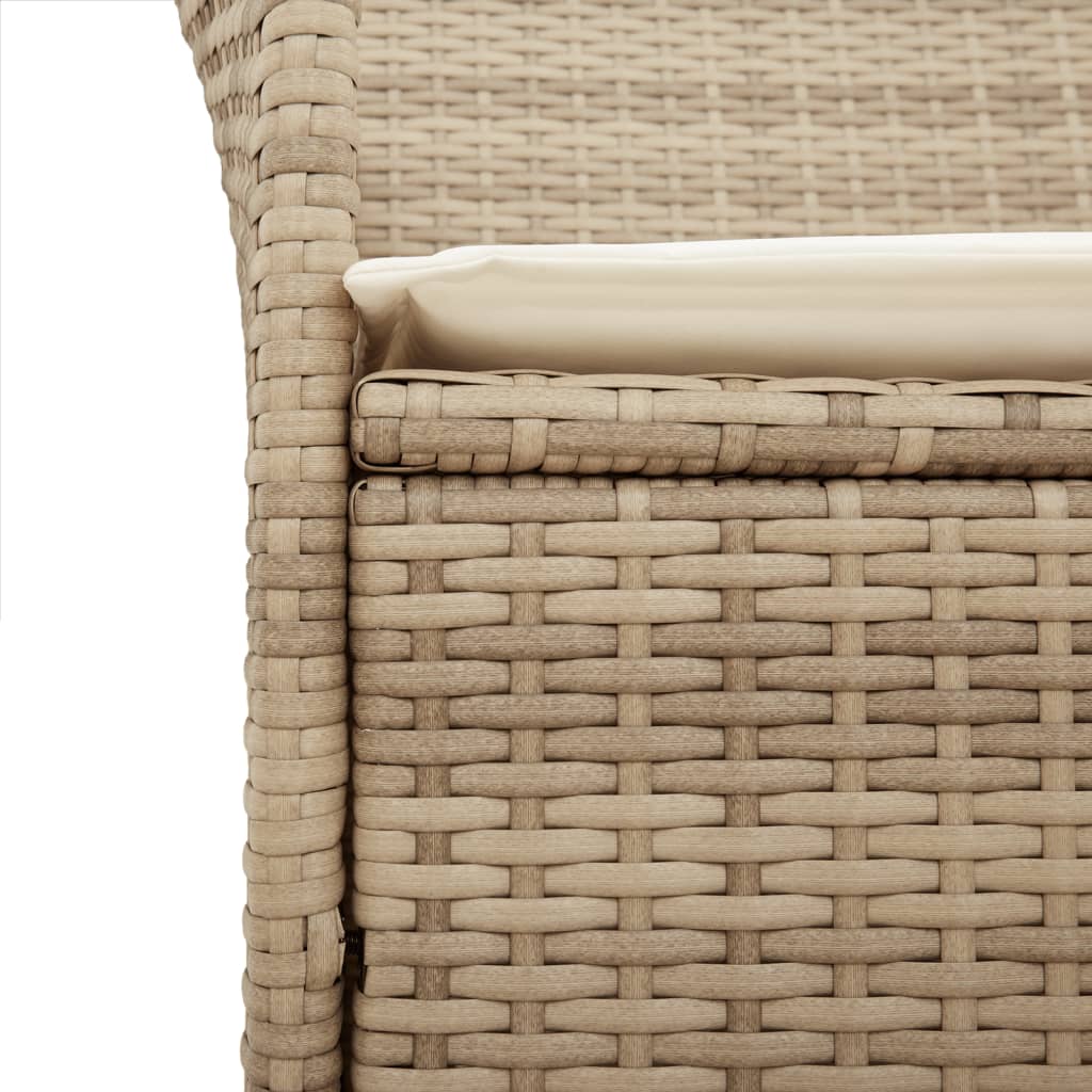 Patio Chairs with Cushions 2 pcs Beige Poly Rattan&Solid Wood