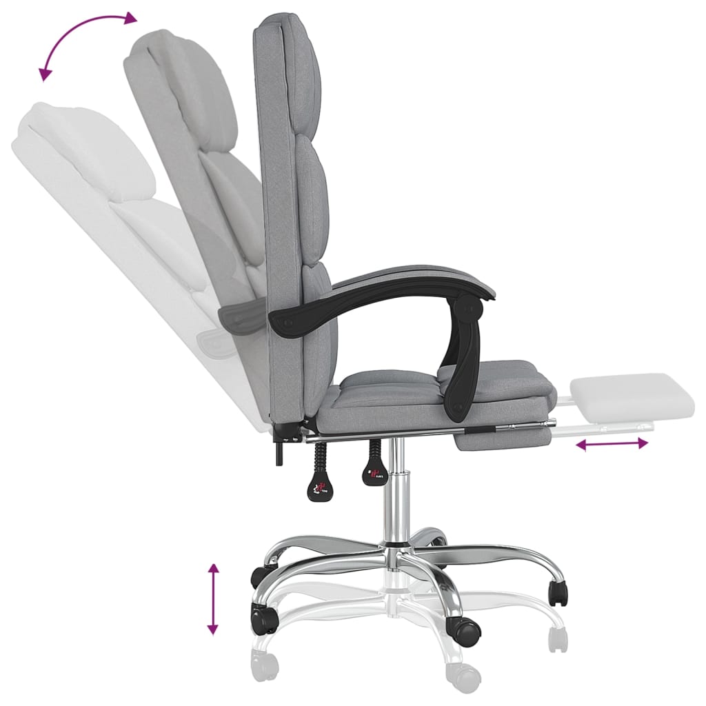 Reclining Office Chair Light Gray Fabric