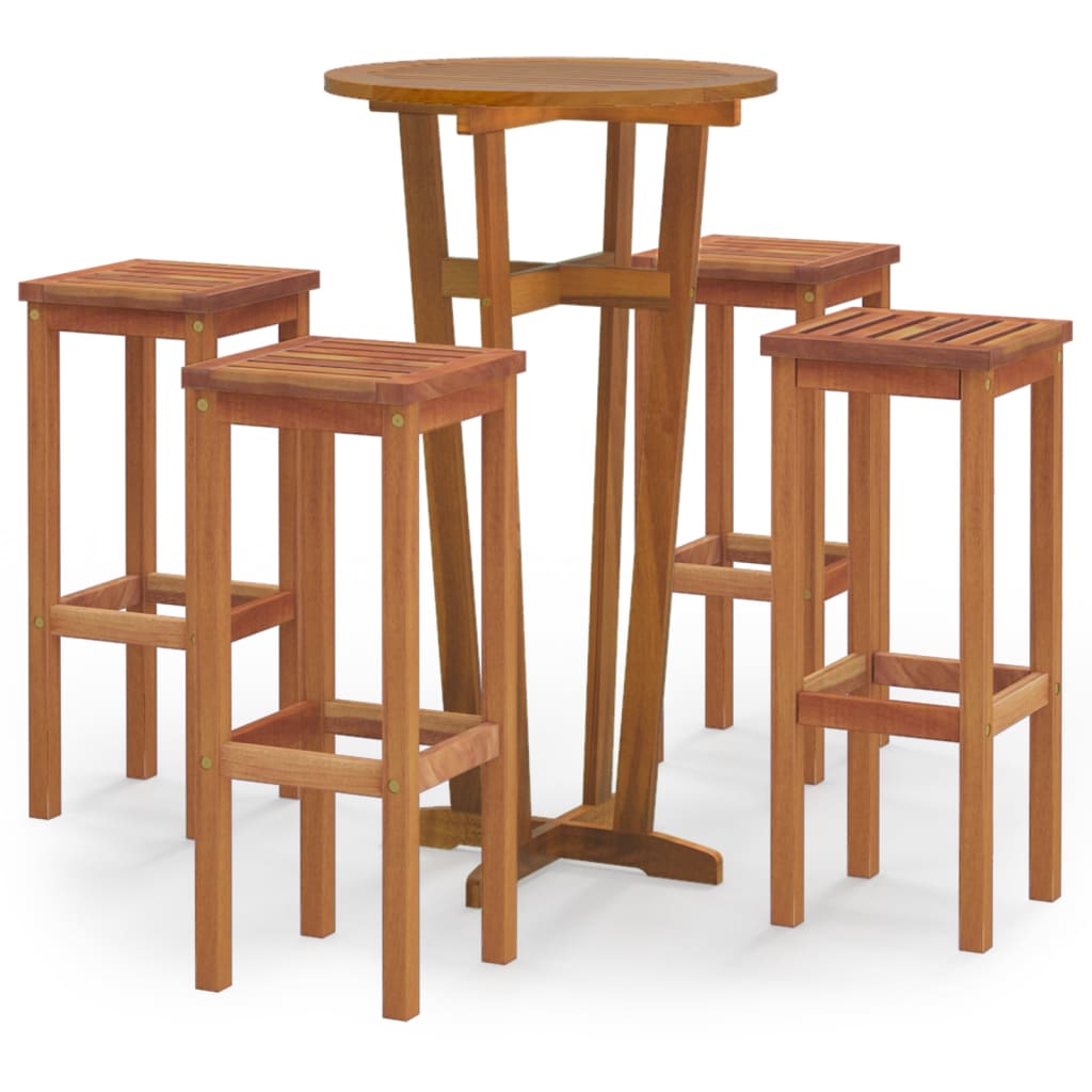 5 Piece Patio Bar Set Solid Wood Acacia