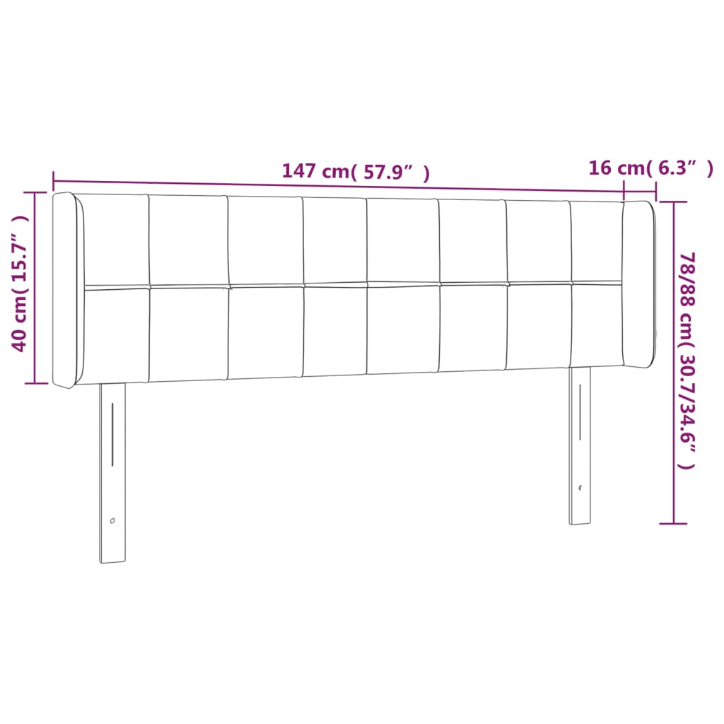 LED Headboard Light Gray 57.9"x6.3"x30.7"/34.6" Fabric