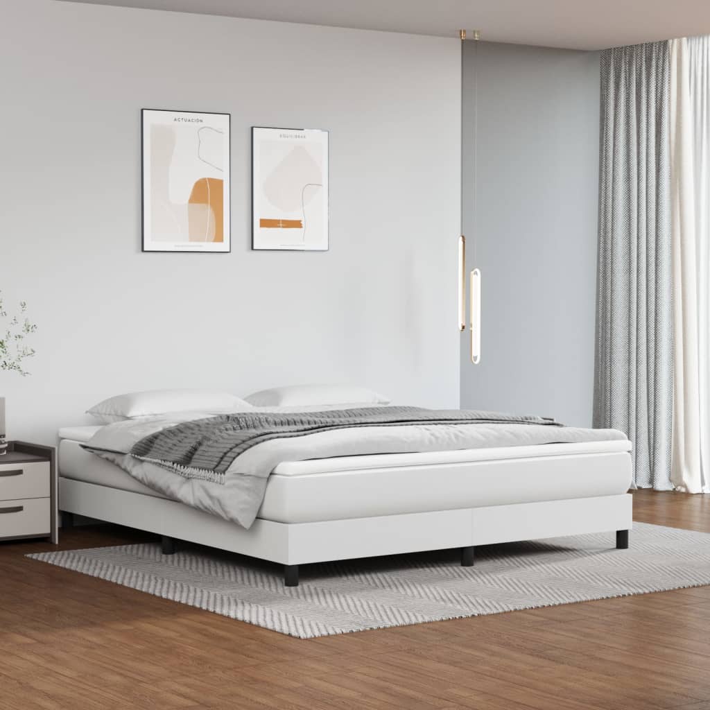 Bed Frame without Mattress White California King Faux Leather (US Only)