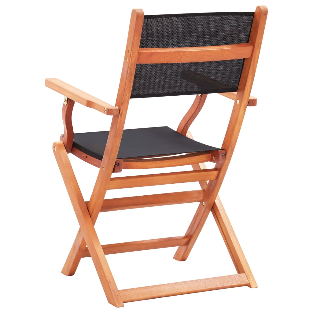 Folding Patio Chairs 2 pcs Solid Eucalyptus Wood&Textilene