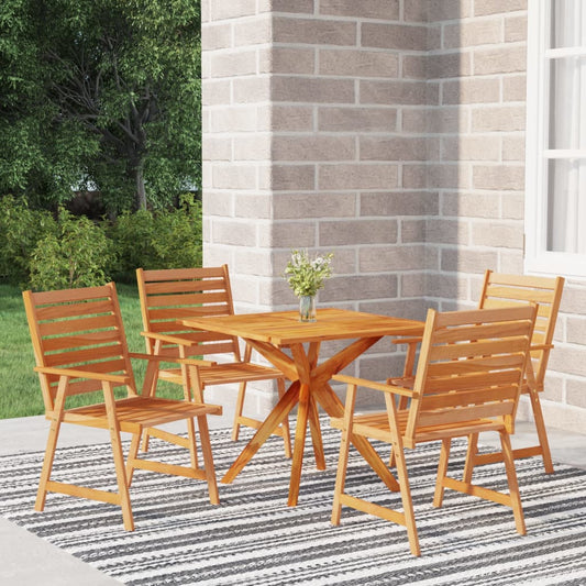 5 Piece Patio Dining Set Solid Wood Acacia