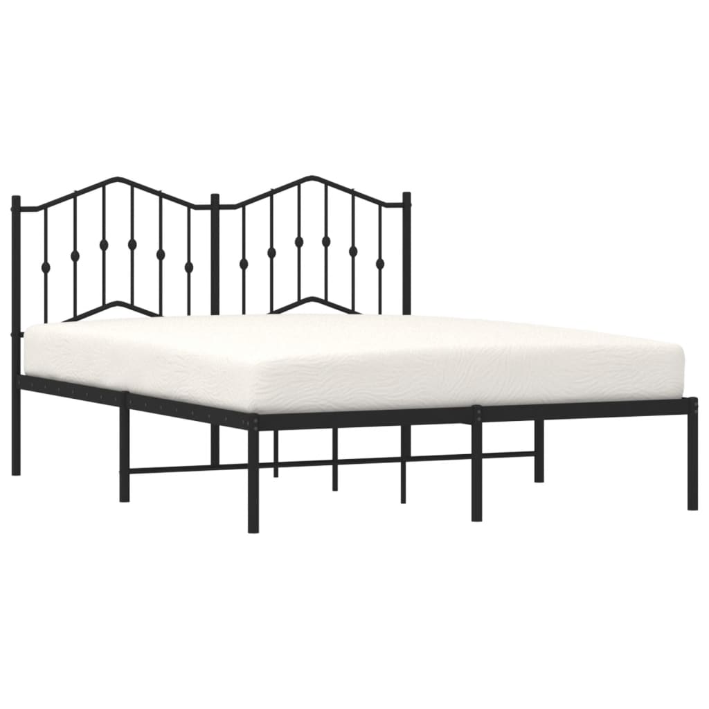 Metal Bed Frame without Mattress with Headboard Black 59.1"x78.7"