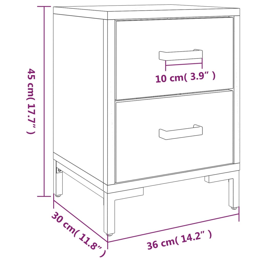 Bedside Cabinets 2 pcs 14.2"x11.8"x17.7" Solid Wood Pine