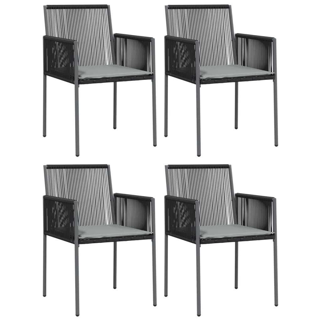 Patio Chairs with Cushions 4 pcs Black 21.3"x23.8"x32.9" Poly Rattan