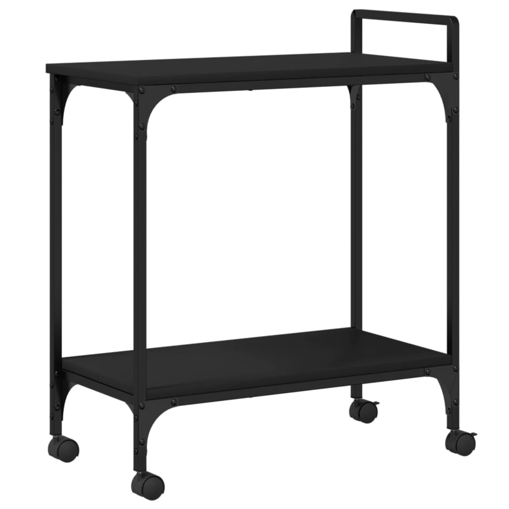 Kitchen Trolley Black 23.8"x12.2"x28.5" Engineered Wood