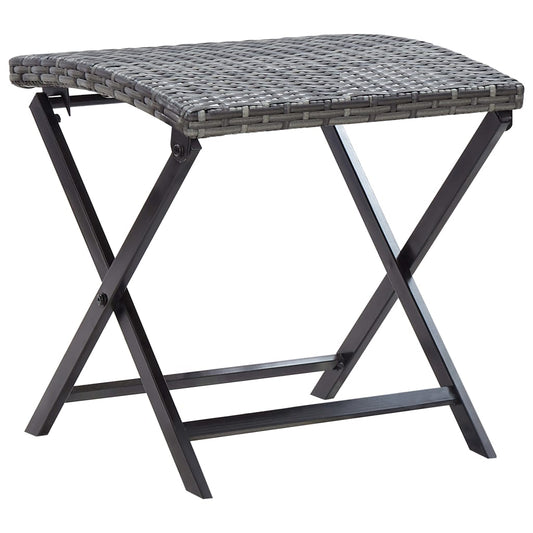 Folding Stool Poly Rattan Gray