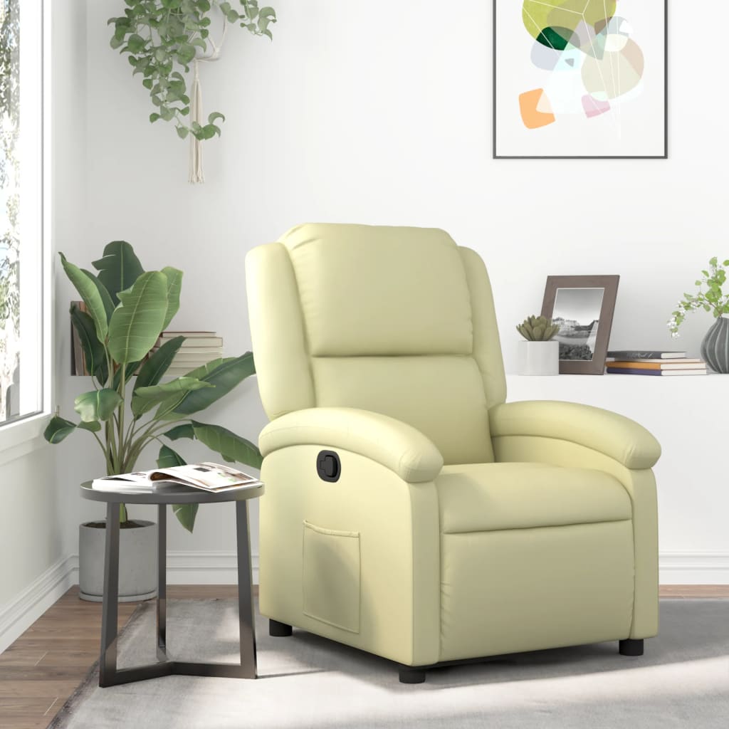 Recliner Chair Cream Real Leather