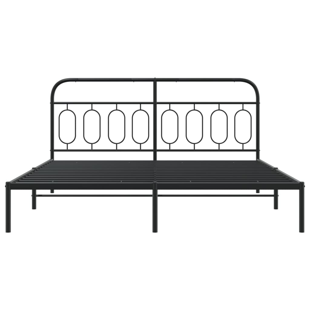 Metal Bed Frame without Mattress with Headboard Black 76"x79.9"