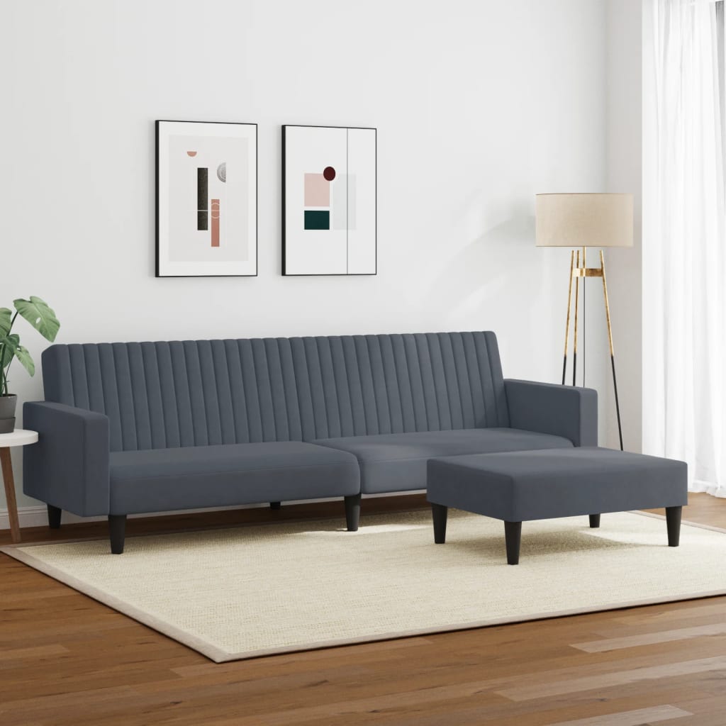 2 Piece Sofa Set Dark Gray Velvet