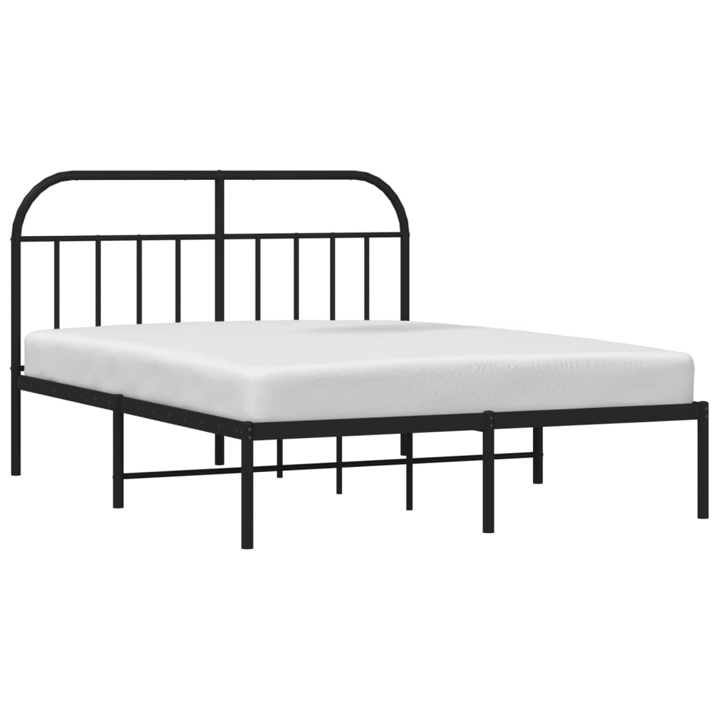 Metal Bed Frame without Mattress with Headboard Black 59.1"x78.7"