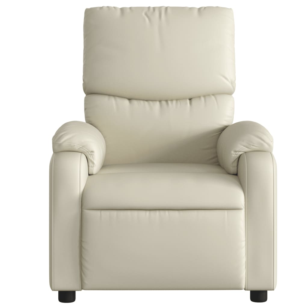 Massage Recliner Chair Cream Faux Leather