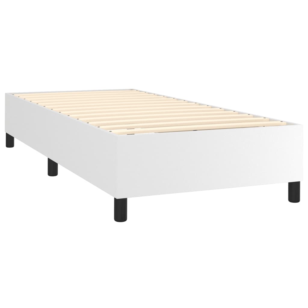 Box Spring Bed with Mattress White 39.4"x74.8" Twin Faux Leather