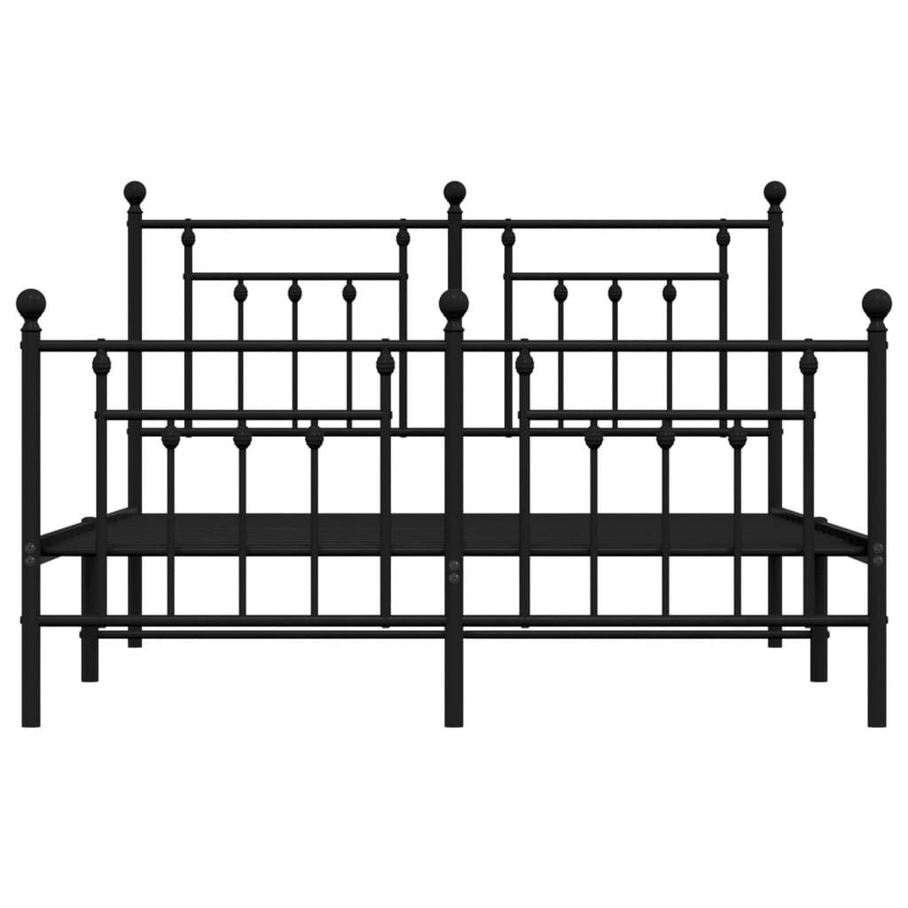 Metal Bed Frame without Mattress with Footboard Black 59.1"x78.7"