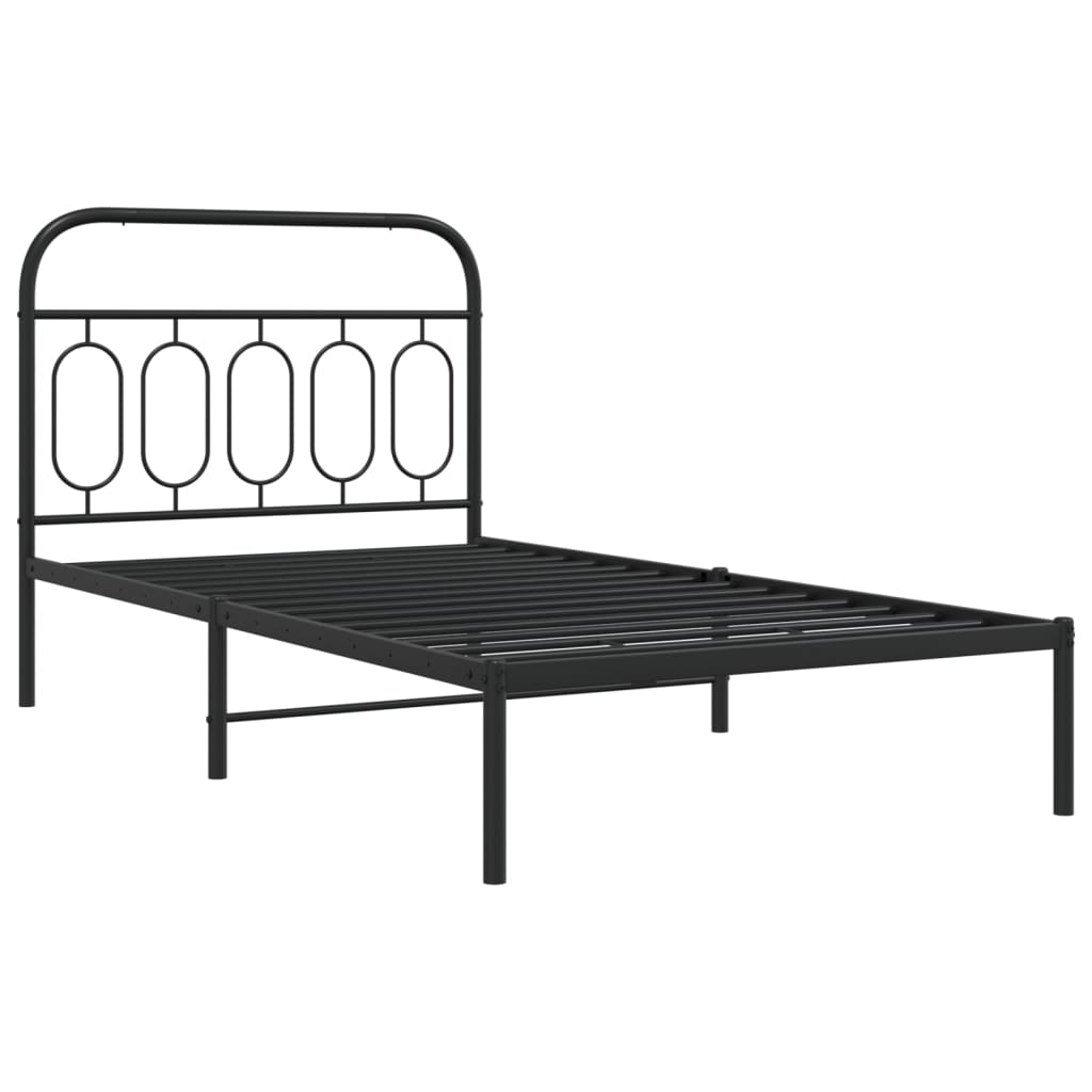 Metal Bed Frame without Mattress with Headboard Black 39.4"x78.7"