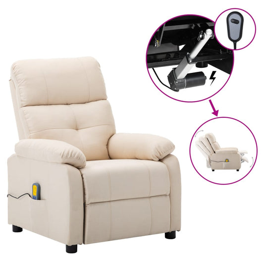 Massage Recliner Cream Fabric