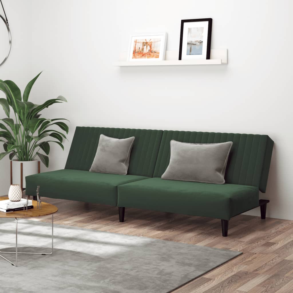 2-Seater Sofa Bed Dark Green Velvet