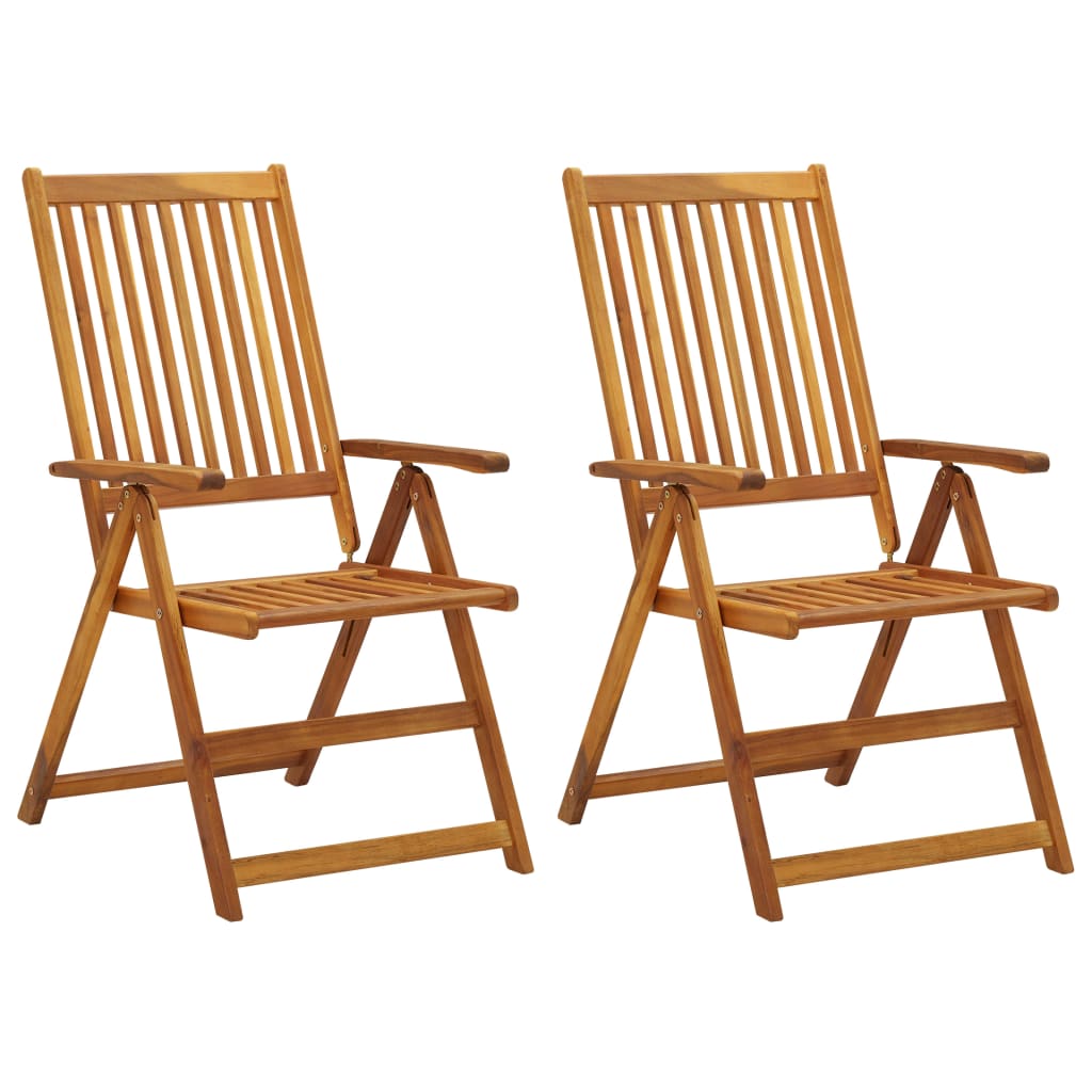 Patio Reclining Chairs 2 pcs with Cushions Solid Acacia Wood