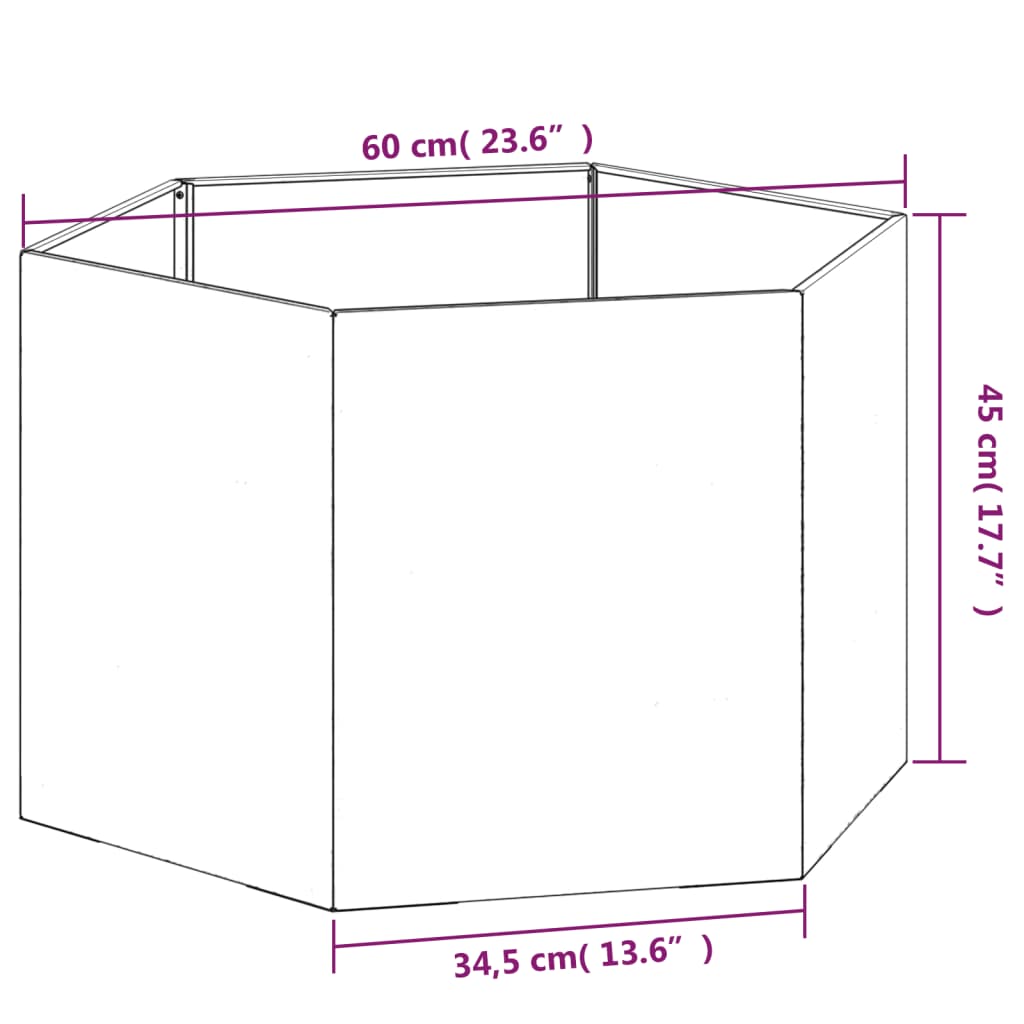 Planter Rusty 23.6"x23.6"x17.7" Corten Steel