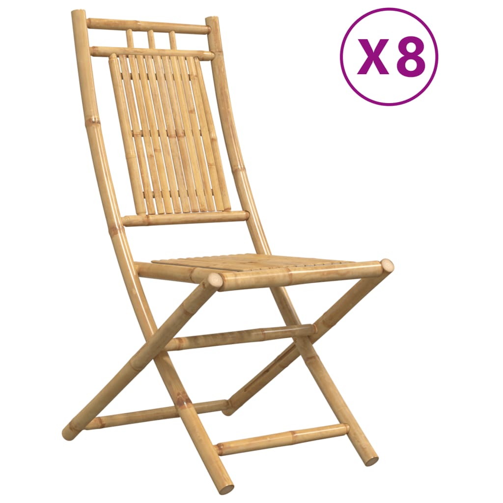 Folding Patio Chairs 8 pcs 18.1"x26"x39" Bamboo