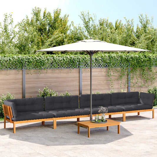 5 Piece Patio Pallet Sofa Set with Cushions Solid Wood Acacia