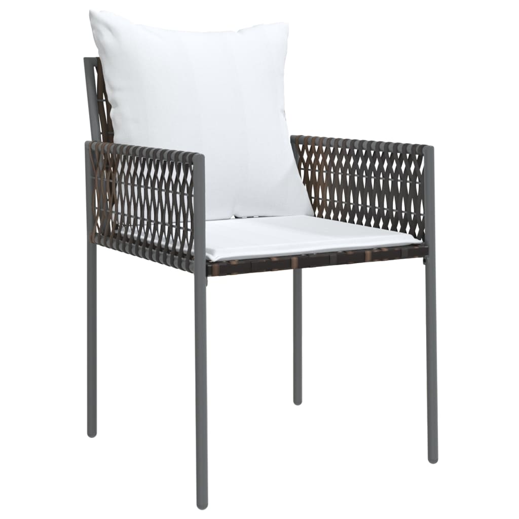 3 Piece Patio Dining Set with Cushions Poly Rattan and Steel