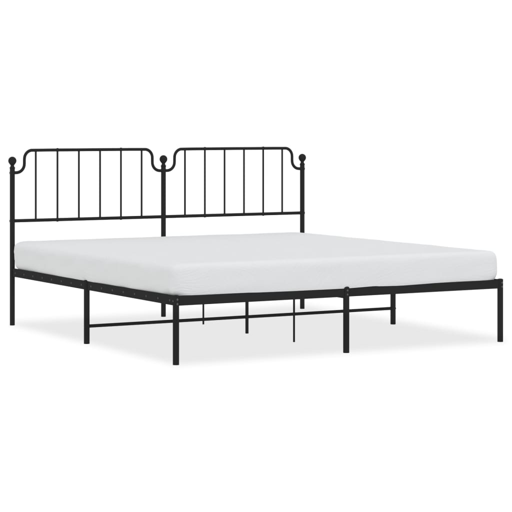 Metal Bed Frame without Mattress with Headboard Black 76"x79.9"