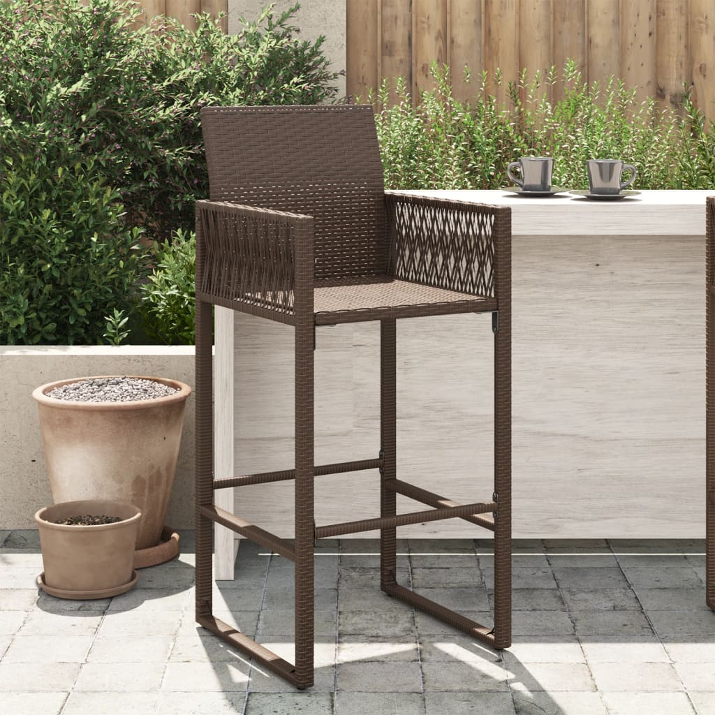 Patio Bar Stools 2 pcs Brown Poly Rattan