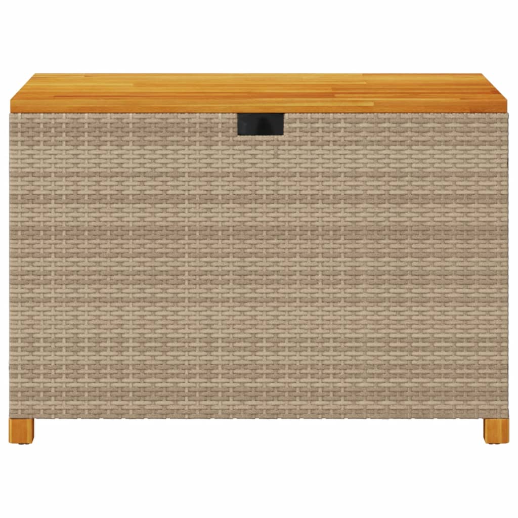 Patio Storage Box Beige 43.3"x21.7"x24.8" Poly Rattan Acacia Wood