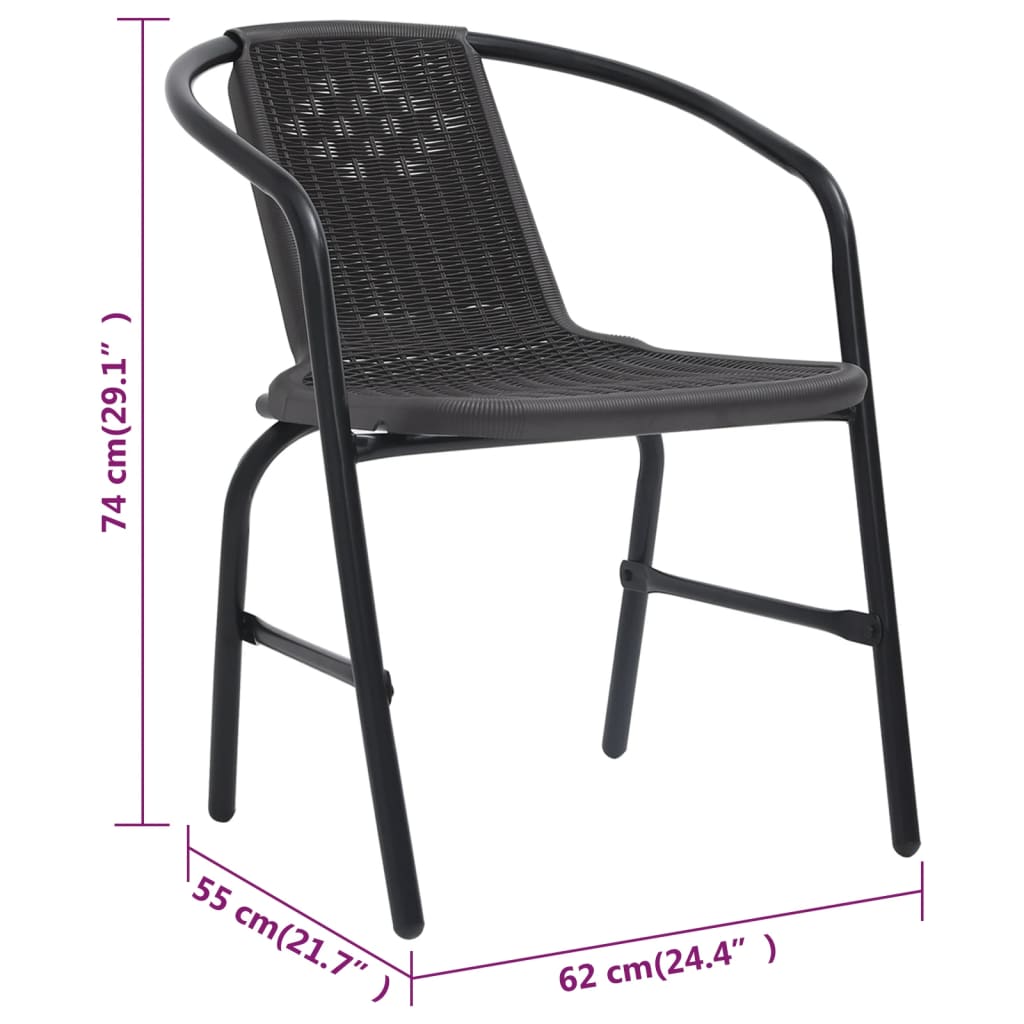 Garden Chairs 8 pcs Plastic Rattan and Steel 242.5 lb