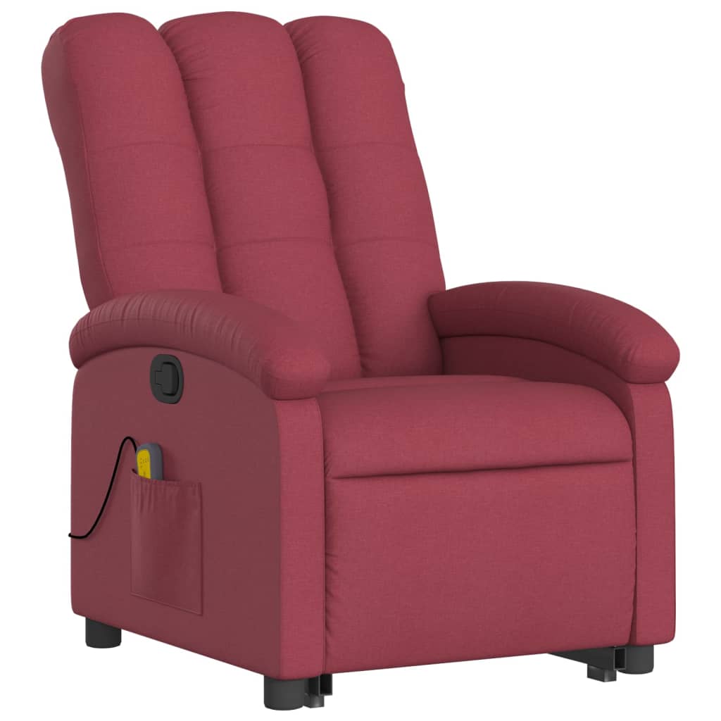 Stand up Massage Recliner Chair Wine Red Fabric