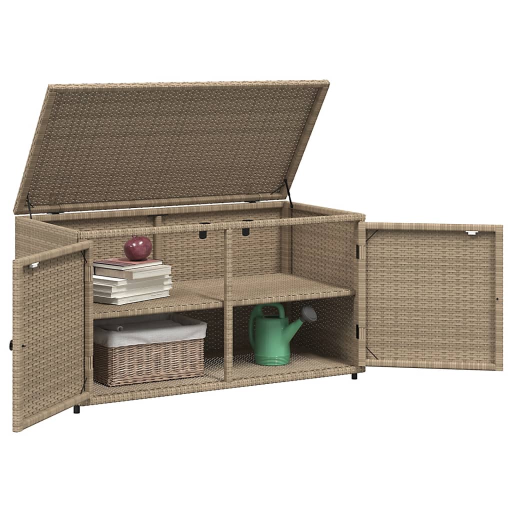 Patio Storage Cabinet Beige 43.3"x21.7"x23.8" Poly Rattan