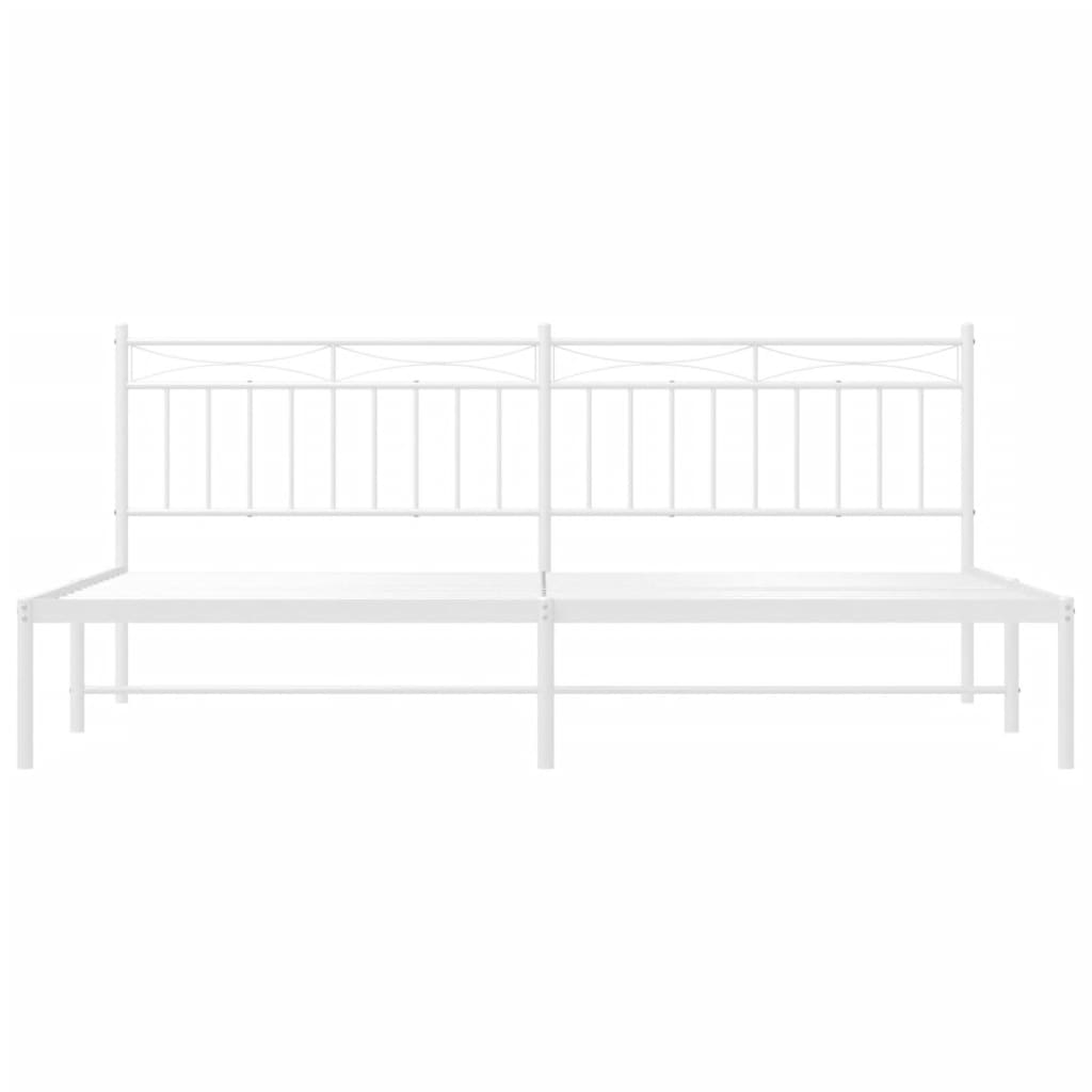 Metal Bed Frame without Mattress with Headboard White 76"x79.9"