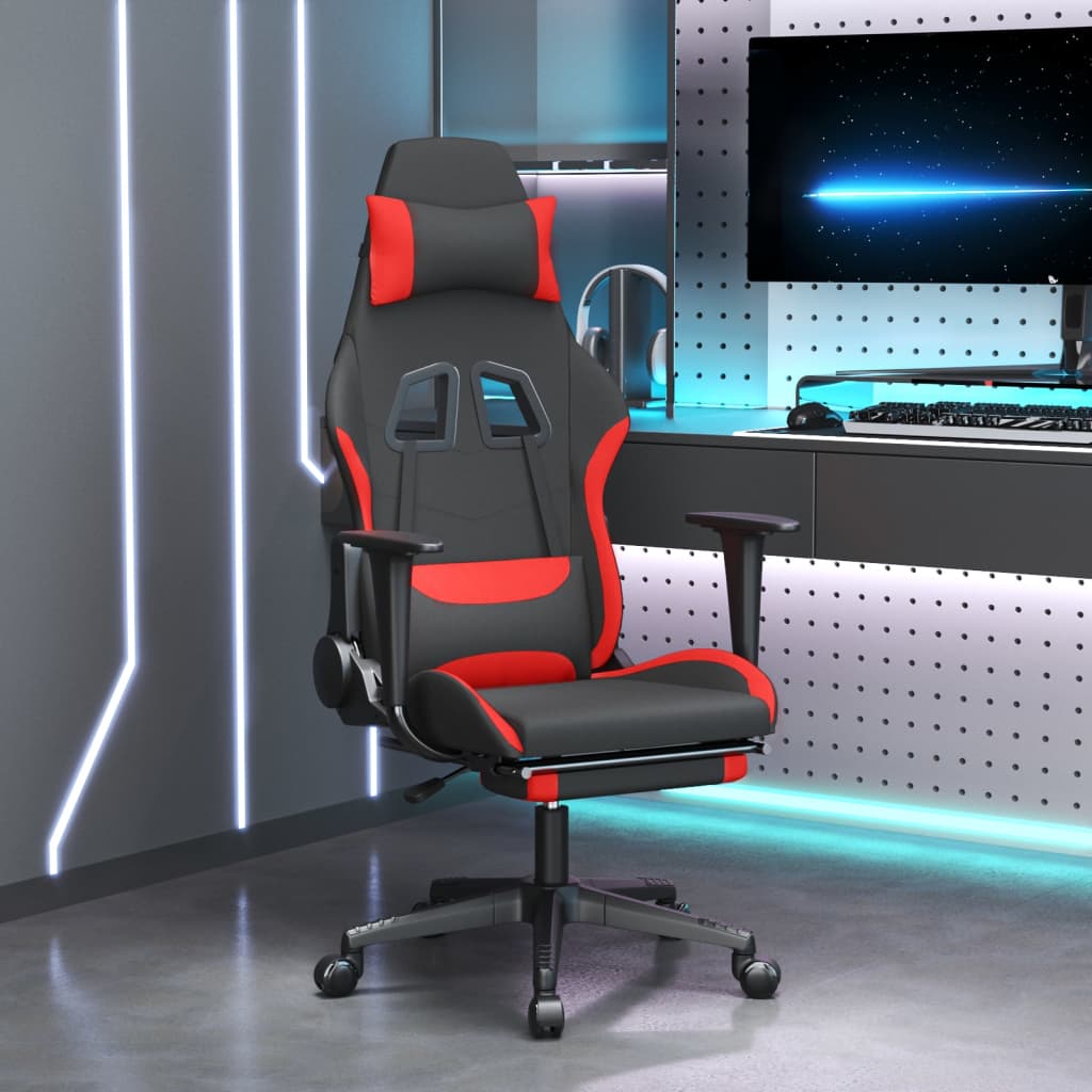 Gaming Chair with Footrest Black and Orange Fabric