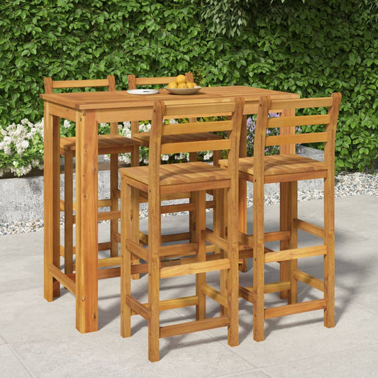 5 Piece Patio Bar Set Solid Wood Acacia